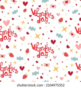 seamless Valentine's Day pattern with attributes of st valentines day