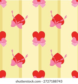 Patrón de San Valentín sin fisuras con corazones y lazos. Diseño para la tela, textiles, Fondo de pantalla, embalaje