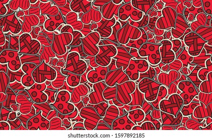 Seamless Valentine's day pattern. Template for printing on wrapping paper. Abstract background of red tint elements