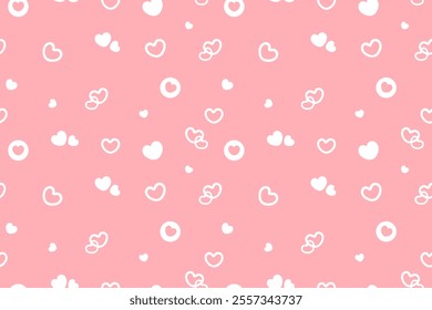 Seamless Valentine's Day Vector Background With White Hearts On A Pink Backdrop. Perfect For Wrapping Paper, Digital Designs, Or Crafts. Fully Scalable And Tileable In All Directions.