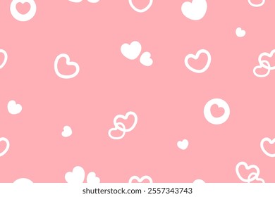 Seamless Valentine's Day Vector Background With White Hearts On A Pink Backdrop. Perfect For Wrapping Paper, Digital Designs, Or Crafts. Fully Scalable And Tileable In All Directions.