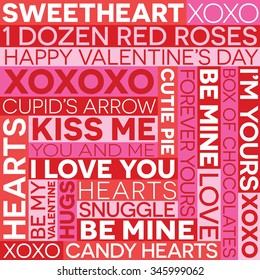 seamless valentine's day word pattern. Rotate tiles to customize.