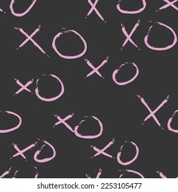 Seamless Valentine's Day XOXO Pattern Black and Pink Vector