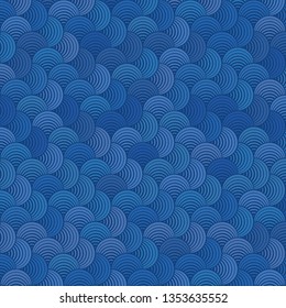 Seamless Variation Royal Blue Petals Deep Blue Background Vector Pattern