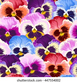 Seamless varicolored pansies