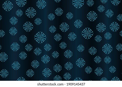 Seamless variegated patterns on blue striped background