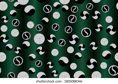 Seamless variegated patterns on green striped background