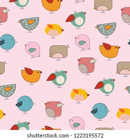 Seamless variety kawaii action chicken pattern vintage color tone for background, wallpaper, fabric or paper print product. Vector design.
