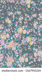 Seamless Various Ditsy Florals Pattern Fashion Colors Sweet Small Leaves and Flowers Design