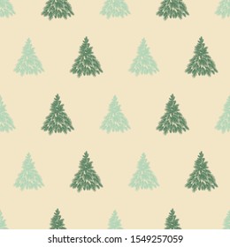 A seamless vecctor pattern with spruce trees in light colors. Christmas surface print design. Great for git wrap, cards and fabrics.