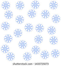 Seamless vector 10 eps snowflakes pattern. Chaotic snowflake elements blue background. For design, fabric, textile, web, wrapping.
