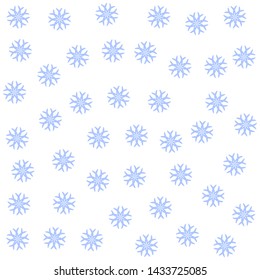 Seamless vector 10 eps snowflakes pattern. Chaotic snowflake elements blue background. For design, fabric, textile, web, wrapping.