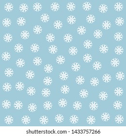 Seamless vector 10 eps snowflakes pattern. Chaotic snowflake elements blue background. For design, fabric, textile, web, cover.