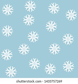 Seamless vector 10 eps snowflakes pattern. Chaotic snowflake elements blue background. For design, fabric, textile, web, cover.