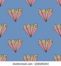 Seamless vector 3d love sign pattern. Cute romantic repeat background for fabric, textile, wrapping, cover etc.