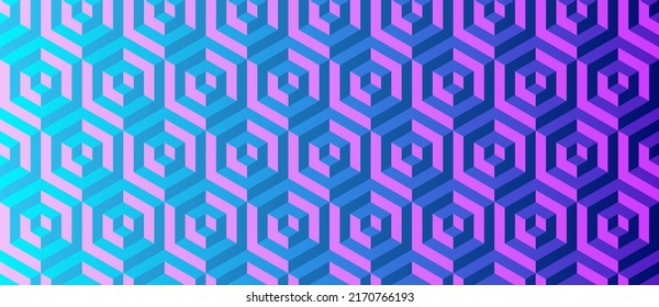 Seamless vector 3D pattern and cubes  Optical illusions  Gradient color  Template for fabric wrapping  Psychedelic geometric background for cards  Op Art   Surreal modern wallpapers  3D Tiles 
