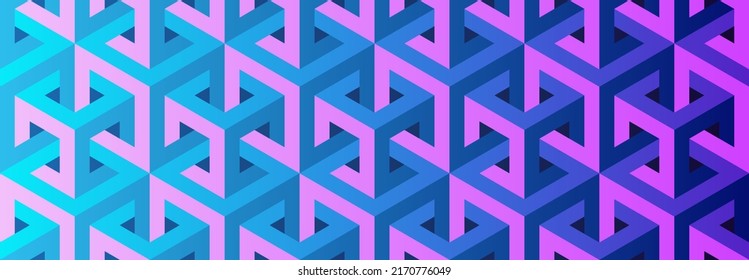 Seamless vector 3D pattern and cubes  Optical illusions  Gradient color  Template for fabric wrapping  Psychedelic geometric background for cards  Op Art  Surreal modern wallpapers  3D Tiles 