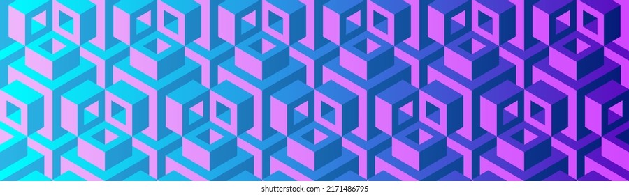 Seamless vector 3D pattern and cubes  Optical illusions  Gradient color  Template for fabric wrapping  Psychedelic geometric background for cards  Op Art  Surreal modern wallpapers  3D Tiles 