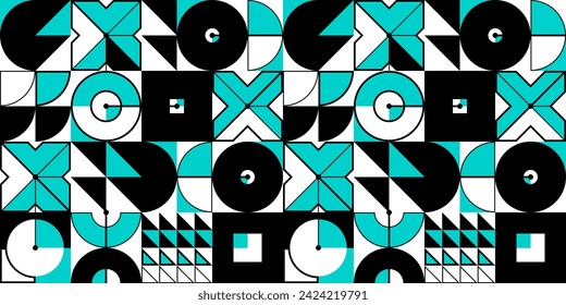 Seamless vector abstract background in blue color, geometric seamless pattern, tiling endless wallpaper with geometrical shapes structure.