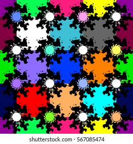 Seamless, vector, abstract background with colorful touches. Multicolored carpet.