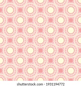 Seamless vector abstract background. Decorative geometric shapes, circular patterns. Can be used for wallpaper, image fill, web page, background, surface.