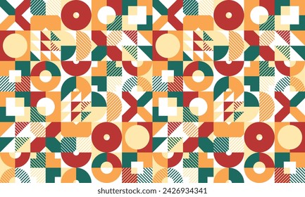 Seamless vector abstract background, geometric seamless pattern, tiling endless wallpaper with geometrical shapes structure in ethnic colors.