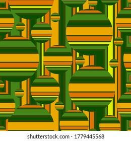 seamless vector abstract background with green and yellow circles and stripes