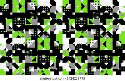 Seamless vector abstract background in green color, geometric seamless pattern, tiling endless wallpaper with geometrical shapes structure.