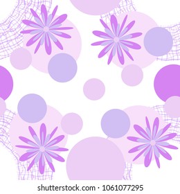 Seamless vector abstract background of lilac pastel shades of circles