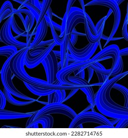 seamless vector abstract background in shades of blue with a stylized image of shapes in the form of waves for prints on fabrics, packaging and for interior design, stages and studios
