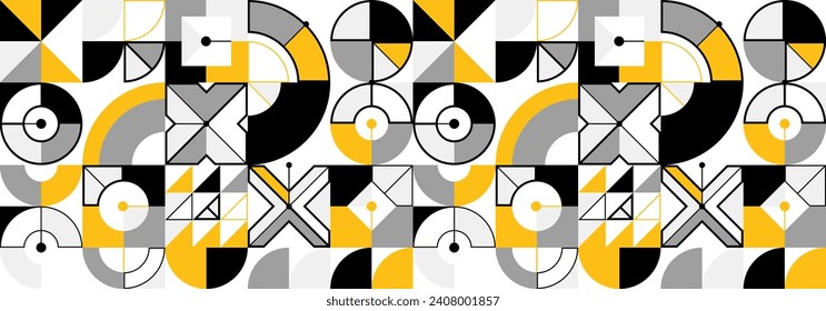 Seamless vector abstract background in yellow color, geometric seamless pattern, tiling endless wallpaper with geometrical shapes structure.