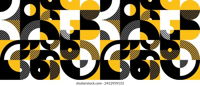 Seamless vector abstract background in yellow color, geometric seamless pattern, tiling endless wallpaper with geometrical shapes structure.