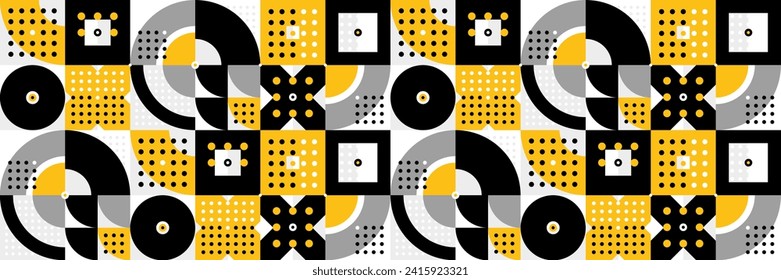 Seamless vector abstract background in yellow color, geometric seamless pattern, tiling endless wallpaper with geometrical shapes structure.