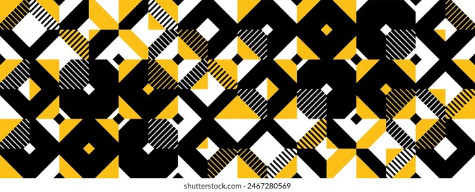 Seamless vector abstract background in yellow color, geometric seamless pattern, tiling endless wallpaper with geometrical shapes structure.