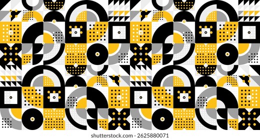 Fondo abstracto de Vector sin costuras en color amarillo, patrón geométrico sin costuras, Fondo de pantalla sin fin de azulejos con estructura de Formas geométricas.