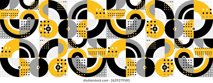 Seamless vector abstract background in yellow color, geometric seamless pattern, tiling endless wallpaper with geometrical shapes structure.