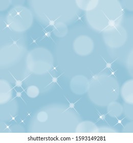 Seamless vector abstract Christmas background with lights sparkle with soft bokeh, illustration pattern of defocused light circles randomly scattered across screen. Soft illumination.