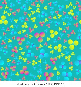 Seamless, Vector Abstract Colorful Image. Stylized Yellow-Red Balls On a Green-Blue Background. Application in Design Possible