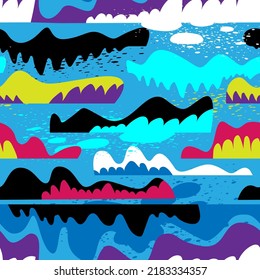 Seamless vector abstract colorful pattern with wave geometry elements