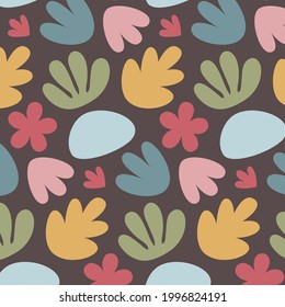 Seamless vector abstract floral pattern with flowers, leaves, plants, abstract elements in boho style for fashion, fabric, wallpaper and all prints