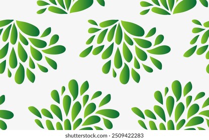 Seamless Vector abstract floral pattern with leaves water drop shape ornament green gradient for paper prints, fabric, textile products, clothes packaging wrapping wallpaper background