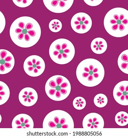 Seamless vector abstract florals in circles pattern. Suitable for fabric, gift wrap, packaging, scrapbooking and for other design projects.