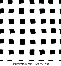 Seamless vector abstract geometric pattern. Hand-drawn black marker squares isolated on white background. Vector checkered stock illustration for wallpapers, textiles, wrapping paper, prints, clothes