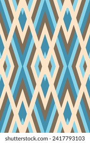 Seamless vector abstract geometric pattern, blue and beige. Textile, fabric, wrapping, packaging