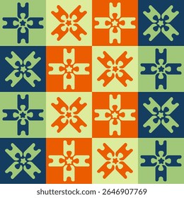Seamless vector abstract geometric pattern in retro colors. Vector art. Background. Repetitive elements. Figures