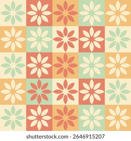 Seamless vector abstract geometric pattern in retro colors. Pastel colors. Vector art. Background. Repetitive elements. Figures