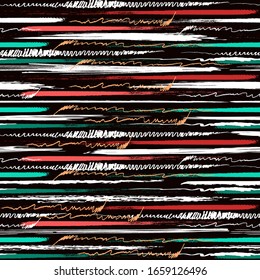 Vector sin problemas. Fondo de trazos horizontales de pincel con bandas geométricas abstractas. Plantilla lista repetible.Para las plantillas textil, de diseño web y de superficie completa.