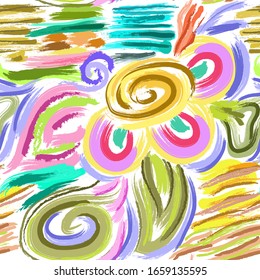 Seamless Vector. Abstract geometric striped horizontal brush strokes background. Repeatable ready template.For Textile, web design and All surface templates.