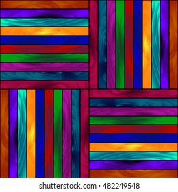 Seamless, vector, abstract, glowing colored paint wooden boards in the horizontal and vertical position.