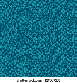 Seamless vector abstract hand-drawn background. Waves blue seamless pattern.